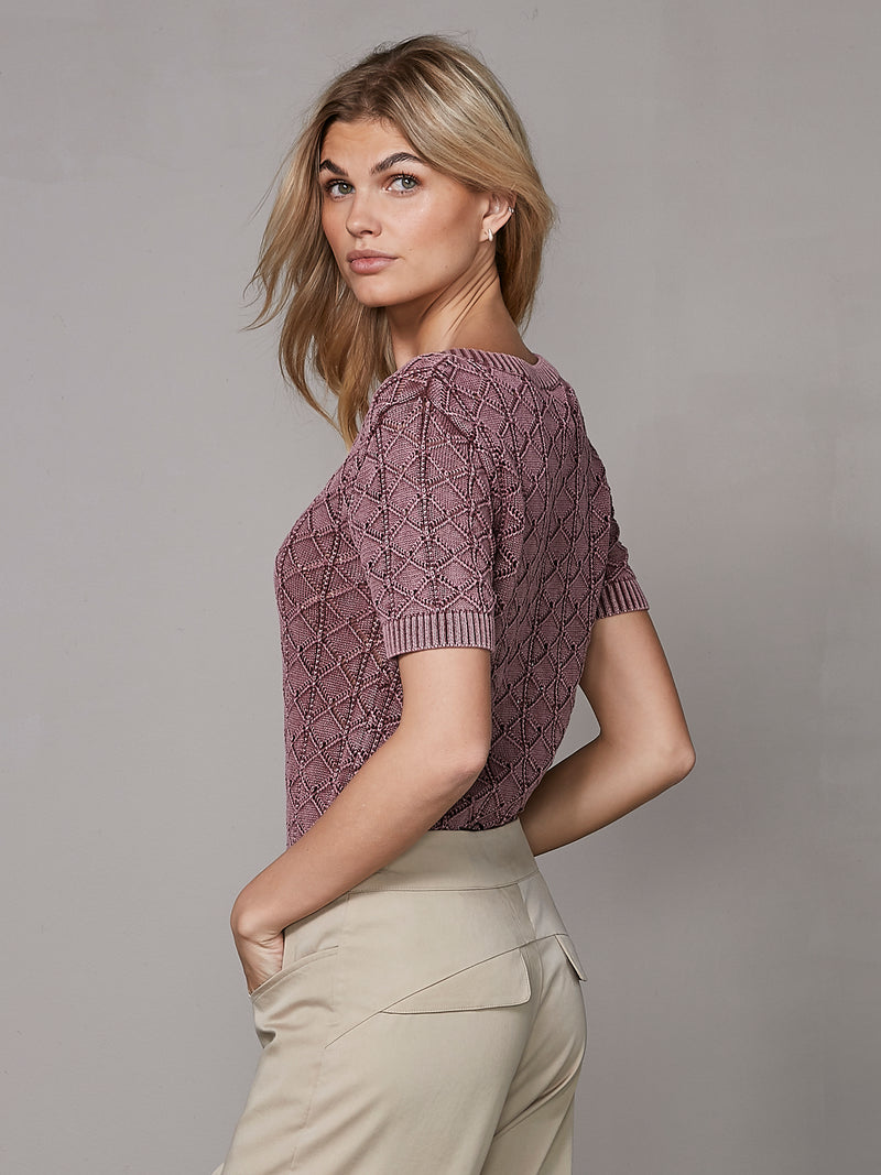 NÜ Blouse tricotée YEO à manches courtes Tricots 685 Berry red