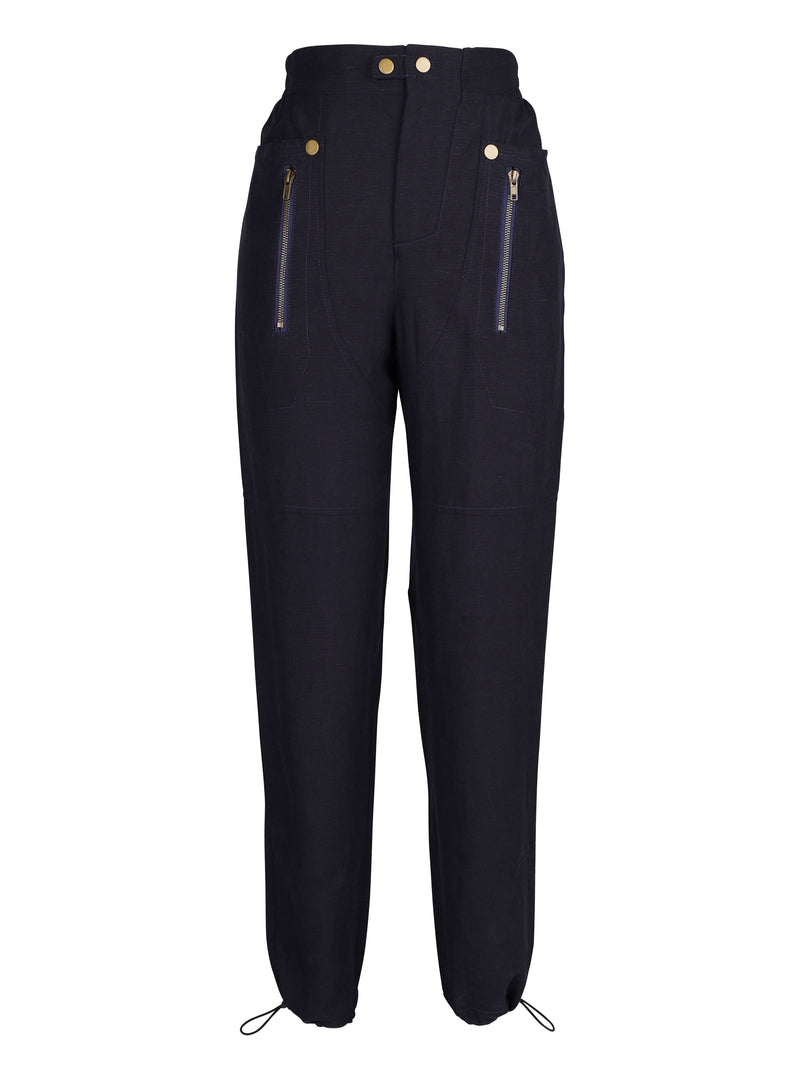 NÜ Pantalon en lin mélangé TALI Pantalons 482 Classic Navy