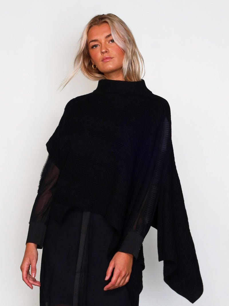 NÜ Poncho tricoté VILNA Ponchos Noir