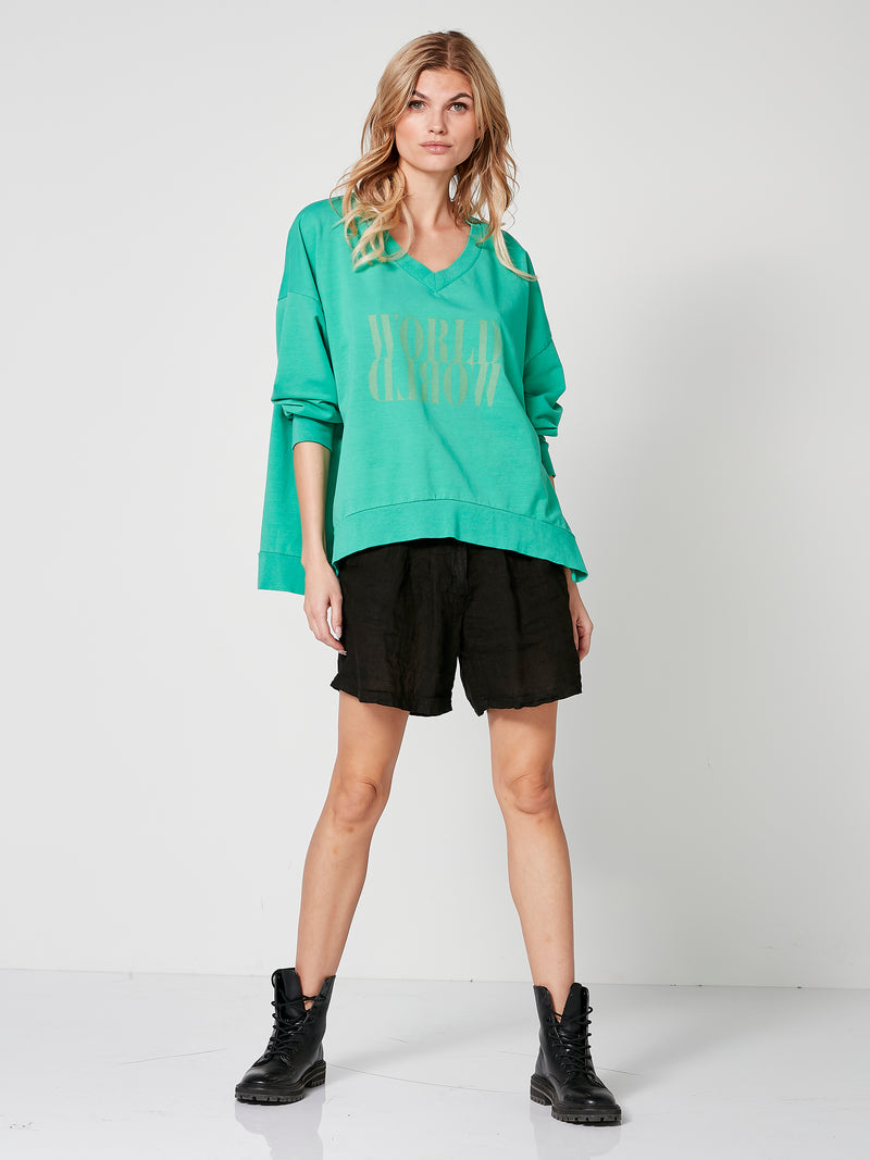 NÜ Pull-blouse OLINDA avec encolure en V Blouses 331 Simply Green