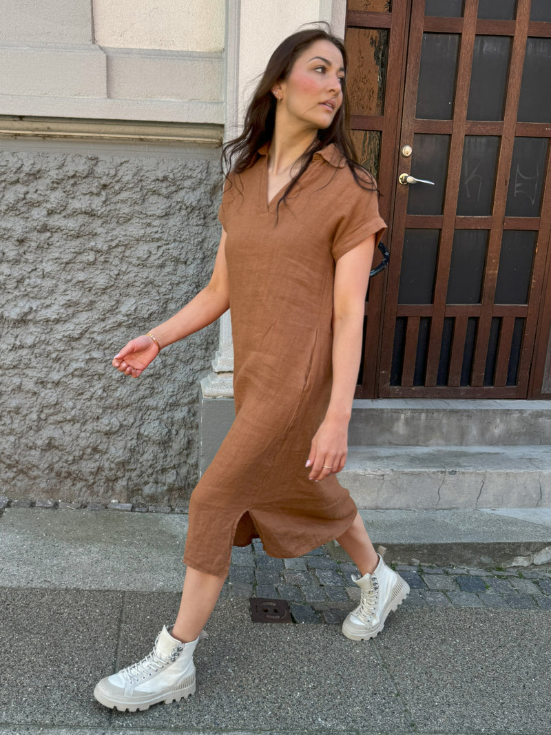 NÜ Robe en lin POLETTE Robes 286 Mocca Mousse